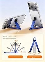 Support de téléphone pliable en aluminium avec clip porte-clés, mini support de téléphone portable EDC réglable et portable avec mousqueton pour voyage