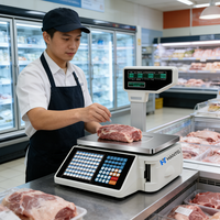 Báscula con Impresora de Etiquetas de Precio para Productos Frescos de Supermercado, Báscula Comercial Todo en Uno con Impresora de Etiquetas de Recibo