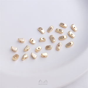 Cuentas Sueltas Irregulares de Cobre Recubierto de Oro Real de 14K que Conservan el Color, Piedra, Espaciador Pequeño Roto, Irregular - Product Image 1