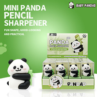 Sacapuntas Doble Giratorio con Diseño de Panda, Tapa Transparente con Cinta Adhesiva, Cuatro Colores, para Estudiantes de Primaria