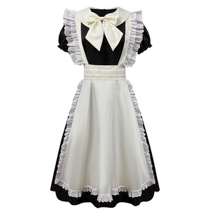 Robe de demoiselle d'honneur Lolita Yi Xiaoyi pour femmes, noire et blanche, longue, sans manches, costume de cosplay d'anime, tenue de travestissement pour adultes - Product Image 5