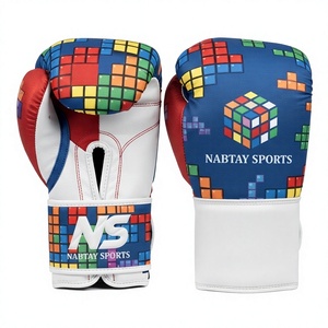 Guantes de Boxeo de Cuero con Cordones y Diseño de Cubo de Rubik, Antideslizantes, para Adultos, Unisex, Personalizables, para Entrenamiento de Artes Marciales - Product Image 2