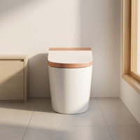 2026 WC intelligent sans réservoir, finition or rose, allongé, avec bouton de commande latéral, en céramique sans rebord, chasse d'eau automatique, bidet chauffant, télécommande incluse
