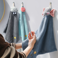 FF4646 salle de bain cuisine mignon brodé essuie-mains absorbant non pelucheux suspendu microfibre chiffon de nettoyage séchage des mains serviette