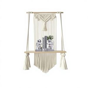 ชั้นวางติดผนังแบบมาคราเม่เชือกฝ้ายขนาดใหญ่ ดีไซน์ใหม่ ตกแต่งบ้านสไตล์โบฮีเมียน ที่แขวนต้นไม้ในร่ม ของตกแต่งบ้านสุดเก๋ สำหรับวันดีไซเบิล - Product Image 1
