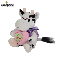 Vente en gros Mignon mini vache noire blanche peluche peluche jouet PP coton remplissage