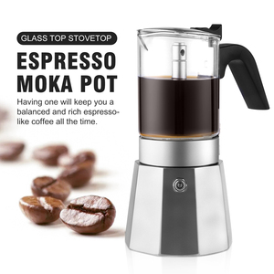 Caffettiera Moka Italiana Moderna in Acciaio Inox e Vetro Borosilicato con Manico in Nylon - Product Image 3