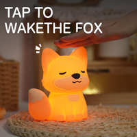 Veilleuse renard 2026 en silicone souple, anti-stress, rechargeable, à intensité variable, pour enfants, idéale pour les fêtes
