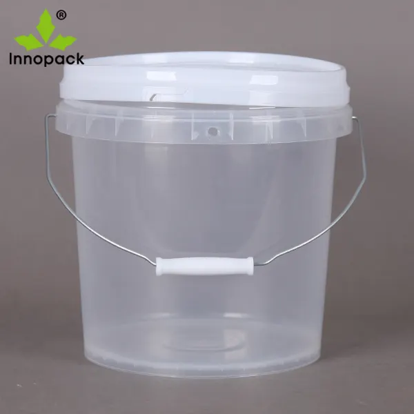 2kg graxa balde cônico balde balde de plástico com alça de arame de alimentos recipiente de plástico transparente