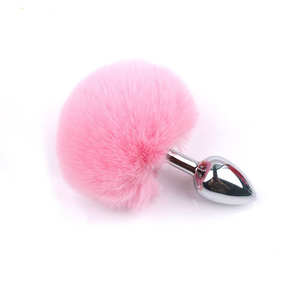 Sumbat Bokong Pompon <span class=keywords><strong>Furry</strong></span> Baja Tahan Karat Mainan Seks Pasangan Mainan Bokong Pria Wanita <span class=keywords><strong>Vibrator</strong></span> Lembut Silikon Dewasa Colokan Anal Pria - Product Image 5