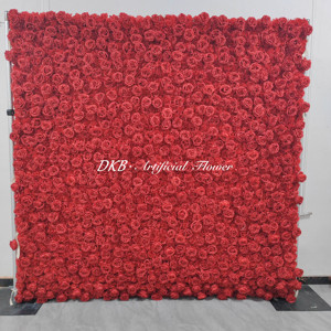 ฉากหลังดอกไม้ประดิษฐ์สีแดงแบบกำหนดเองจากโรงงาน DKB ฉากหลังดอกไม้ 3 มิติ ขนาด 8 ฟุต x 8 ฟุต - Product Image 3