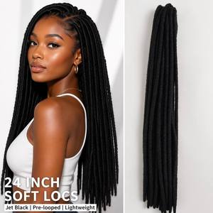 Extensiones <span class=keywords><strong>de</strong></span> Cabello Sintético Pre-enlazadas Tipo Faux Locs, <span class=keywords><strong>Trenzas</strong></span> <span class=keywords><strong>de</strong></span> Ganchillo Negras Sólidas Listas para Usar, Extensiones <span class=keywords><strong>de</strong></span> Cabello Tipo Dreadlock para Peinados Africanos - Product Image 1