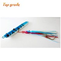 Jigging en mer avec tête métallique, jupe de poulpe bleue, appât de traîne, différentes tailles