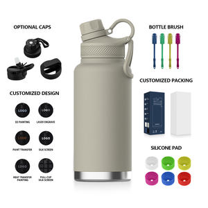 Bouteille isotherme en acier inoxydable à double paroi 1L avec logo personnalisé, revêtement poudré, poignée sport et couvercle, accessoires de camping, maintien thermique 6-12 heures - Product Image 3