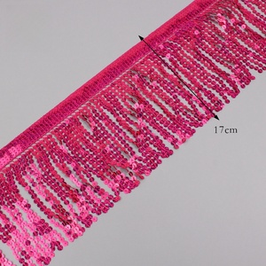 Chiều Rộng 17Cm Đa-Màu Sắc Sequins Tua Nhảy Trang Trí Thêu Fringe Ren Quần Áo May Phụ Kiện Ren Cắt Tỉa Cho Ăn Mặc - Product Image 3