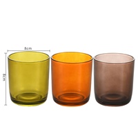 L'usine fournit une tasse de bougie en verre brun rustique multicolore en option tasse de bougie en verre transparent en vrac pots de bougie en gros
