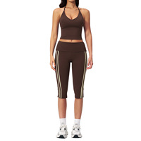 Ensemble de shorts cyclistes effet seconde peau avec logo personnalisé pour femme, style Pilates Princesse, ensembles de yoga sculptants, tenue de sport et kit de survêtement