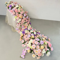 Dekorasi Jalan Meja Pernikahan NINI Custom Table Flower Runner Road Lead, Hiasan Bunga Mawar Buatan untuk Dekorasi Jalan Meja Pernikahan