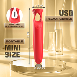 Mini USB <b>Rechargeable</b> Clitoral <b>Vibrator</b> Red Portable Adult Sex Toy - Product Image 5