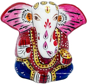 Statue de Ganesha en métal fait main, taille réelle, multicolore, en forme de cœur, artisanat Nirmala, provenant du Rajasthan, décoration d'intérieur - Product Image 1