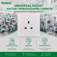 Enchufe de Pared Kolani Estándar Británico de Una Vía 13A 250V, 90x86mm Blanco Brillante PC Puro Enchufe de Corriente de Pared de 3 Pines para Reino Unido