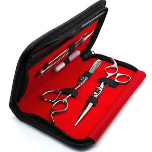 Elegante estuche para tijeras, navaja de afeitar recta de acero inoxidable, 10 cuchillas de doble filo, peine para el cabello reutilizable con mango y punta afilada - Product Image 1