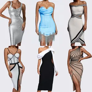 Bella Barnett Großhandel Kleidung Damen One Shoulder Langarm Mini Midi Maxi Bandage Kleid Bodycon Cocktail Frauen Party kleid