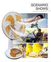 Ventilateur de table solaire portable 12V rechargeable avec panneau, lecteur de musique intégré