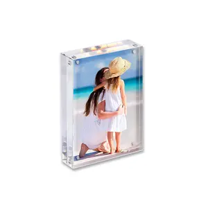 4x8 5x7 Self Standing Strong Magnetic Vertical Section Transparent Acrylic Plastic Clear Block Photo Frame