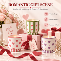 Cadeau pour la Saint-Valentin, logo personnalisé, marque privée, bougie en céramique décorative romantique à rayures en forme de cœur, parfum d'ambiance pour la maison