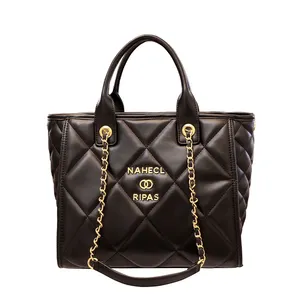 Women leather hand bags pu leather tote handbag Ladies designer leather tote satchel shoulder bag quilted tote bag pattern