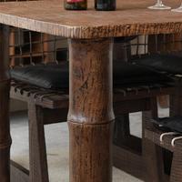 Ensemble de table à manger en bois massif Wabi-Sabi 4 places, table en bois vintage pour restaurant, hôtel