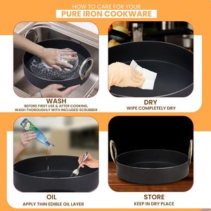 Kadai en fer de qualité alimentaire robuste avec technologie de bord lisse et base à induction pour une cuisson saine - Product Image 4