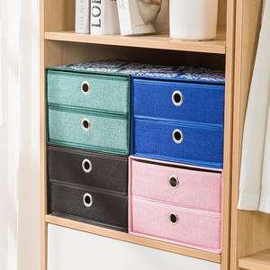 กล่องเก็บของพับได้2ชั้นพร้อมที่จับพับเก็บได้ผ้าพิมพ์ลายหลายขนาด - Product Image 6