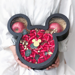 Uxury-cajas personalizadas con forma <span class=keywords><strong>de</strong></span> Mickey Mouse, caja <span class=keywords><strong>de</strong></span> embalaje <span class=keywords><strong>de</strong></span> flores <span class=keywords><strong>de</strong></span> chocolate, <span class=keywords><strong>regalo</strong></span> sorpresa para flores y chocolates con tapa superior transparente - Product Image 5