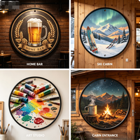 Peinture sur panneau en aluminium OEM, art rond, design personnalisé, peinture de paysage, peinture artisanale, décoration intérieure, décoration d'hôtel