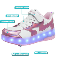 Chaussures de patin à roulettes à 2 roues pour enfants LED baskets décontractées rétractables avec roues à double usage chaussures de sport pour filles à la mode