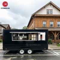 Camion de restauration rapide mobile Cogsun en fibre de verre noir personnalisé, pour café, limonade et autres boissons