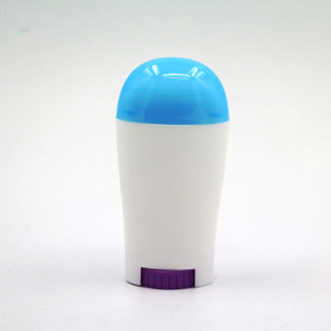 Nhà máy sản xuất/ bán buôn ODM ODM, nhà cung cấp RUIPACK, OEM, vỏ nhựa oval 50g màu xanh trắng, dạng xoay, đựng son dưỡng chống nắng, khử mùi. - Product Image 1