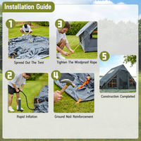 Tente de glamping gonflable de luxe pour 3-4 personnes - Tente cabane imperméable à montage automatique avec moustiquaire EU