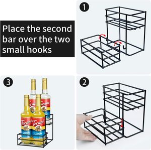 Portasiringhi per Caffè a 4 Bottiglie, Organizzatore Moderno Quadrato Portatile per Bar Caffè e Cucina - Product Image 4