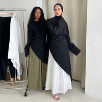 Ensemble Abaya élégant en tissu mélange coton-lin, deux pièces, vêtements islamiques, jupe longue, vêtements modestes pour femmes