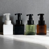 Vente en gros de flacons distributeurs de savon pour les mains en mousse ambre tétragonale avec pompe noire PETG, moussoir 250ml 450ml 650ml