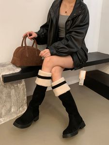 Stivali lunghi con capelli di agnello staccabili per 2023 <span class=keywords><strong>donna</strong></span> autunno/inverno nuove suole spesse alla moda stivali al ginocchio scarpe da <span class=keywords><strong>donna</strong></span> 2023 - Product Image 3