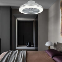 Ventilador de Techo LED Moderno sin Aspas de 20 Pulgadas y 20W con Control Remoto Inteligente de Perfil Bajo para Dormitorio y Sala de Estar