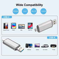 Flash Drive USB OTG Dual Type-C Kustom Merk YCL Kualitas Terbaik 8GB-256GB 2-in-1 Versi 3.0 Garansi 2 Tahun Chip Flash Kelas-A