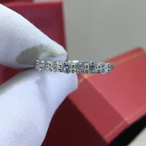 Passed Diamond Test Round Perfect Cut Total 0.7 Ct D Color VVS1 Moissanite Wedding Ring Luxury 925 Sterling Silver Party Rings