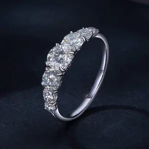 Trendy Design D Color 7 Tiny Moissanite Half Eternity Ring 925 Sterling Silver Moissanite Promise Ring for Women