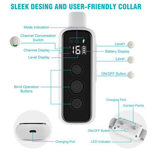 Wasserdichtes wiederauf lad bares Hundes chock halsband Fernbedienung Rinden steuerung für alle Größen Merkmale Akustische vibrierende Sicherheits modi Grau - Product Image 6