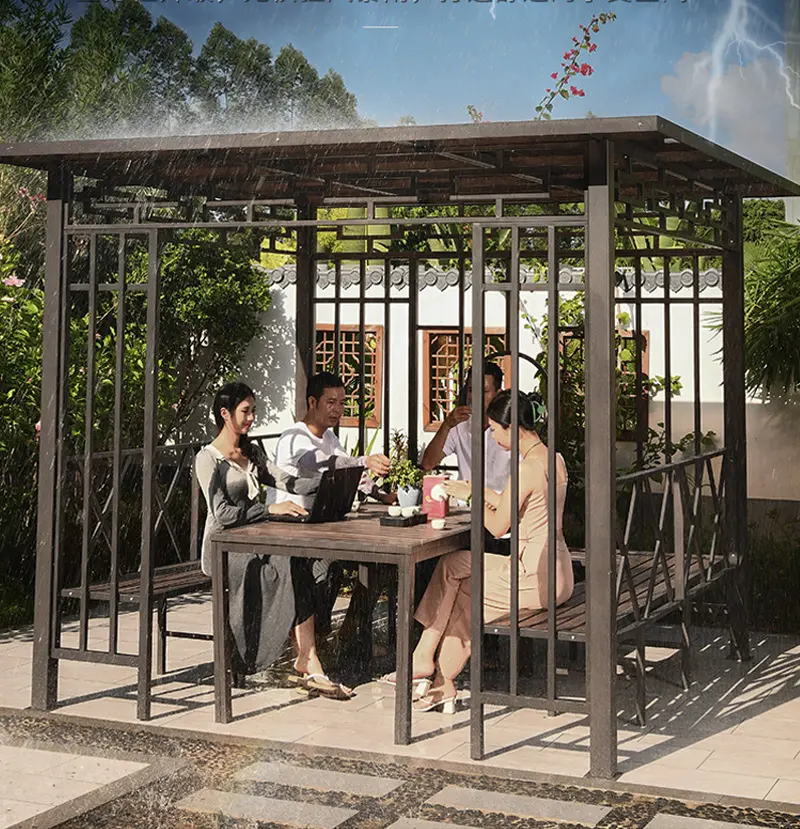 Luxury pavilion garden gazebo waterproof leisure alluminio PC flat roof PERGOLA prezzo di fabbrica parasole gazebo da esterno 3 x3 3 x4